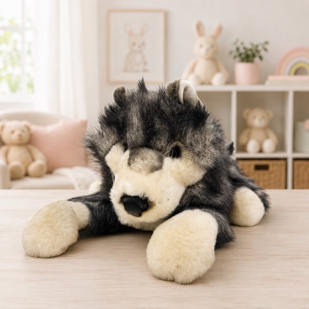 Folkmannis Timber Wolf Hand Puppet Plush‎ Full Body 16" 22" Tail Realistic Gray